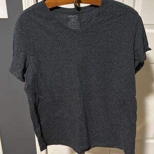 Vince Dark Grey Women’s T-shirt Cotton V-neck Sz M